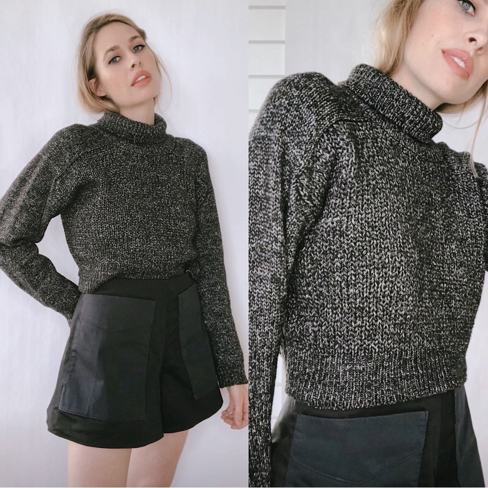 Forever21 Knit Marled Turtleneck Sweater Heather Charcoal Women’s Size Small